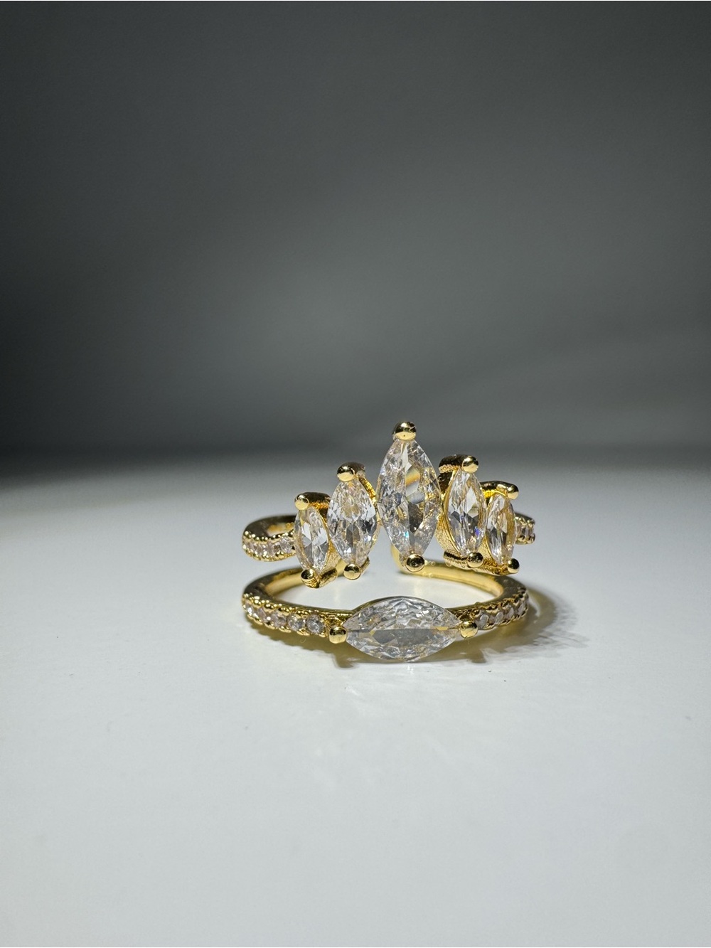 Adina Eden adjustable ring with striking cluster of marquise-cut stones